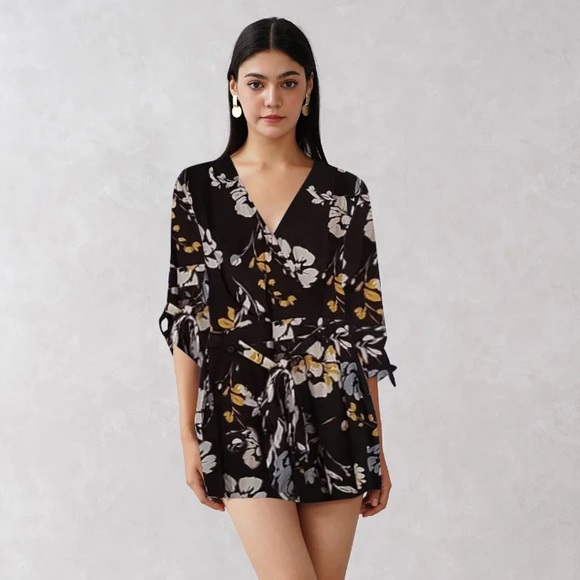 Yumi Kim Pants - Yumi Kim Liz Black Floral Romper
